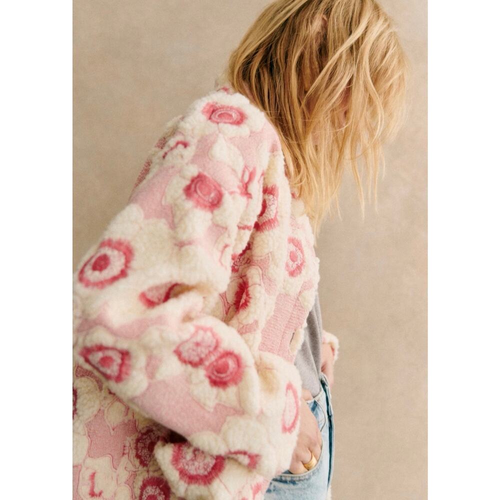 Sezane Nael Oversized Ecru Rosewood Jacket Coat French Casual Size 8 NWT - Picture 7 of 11